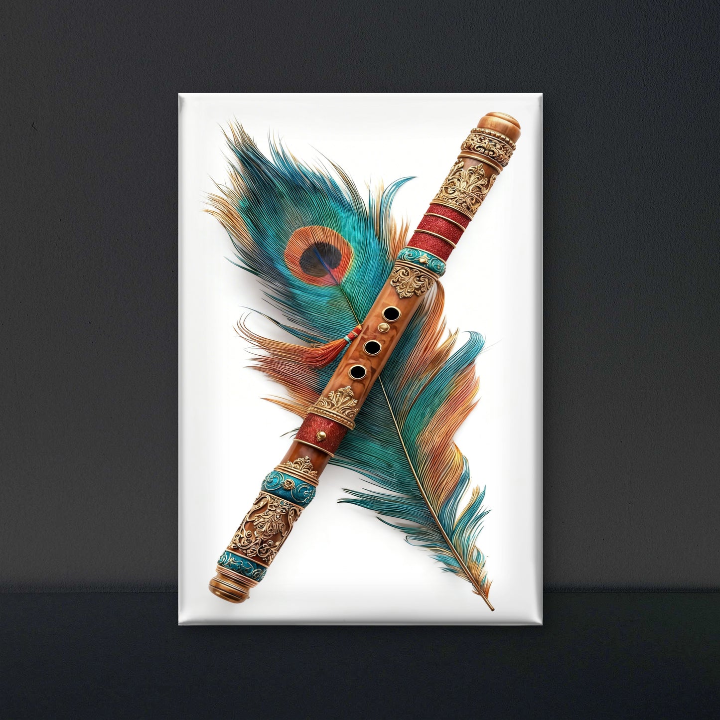 The Flutist-Luxurious-Spiritual & Mindful 3D Textured Wall Art | UV Printed Embossed Canvas Wall Frame for Prayer room ,Meditation Space