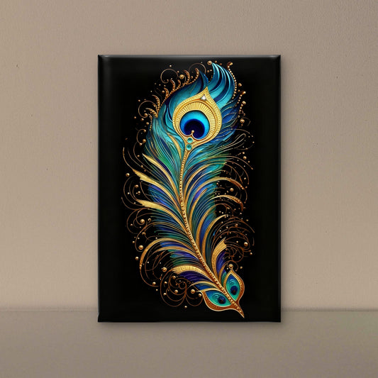 The Gilded Feather-Luxurious-Spiritual & Mindful 3D Textured Wall Art | UV Printed Embossed Canvas Wall Frame for Prayer room ,Meditation Space