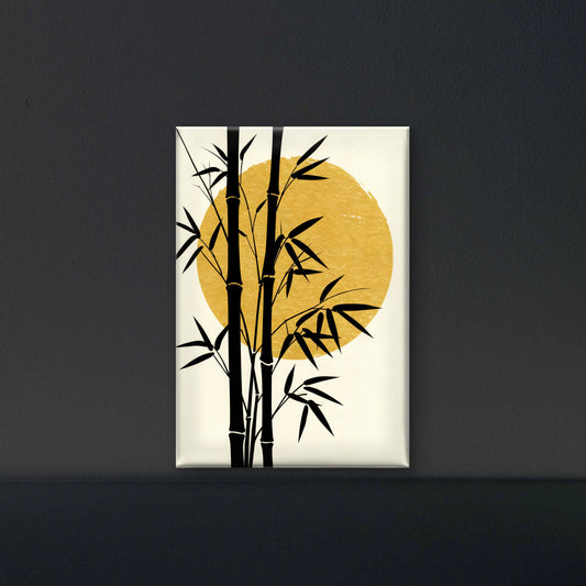 The Golden Bamboo Moon-Luxurious-Nature and landscape | 3D Textured Wall Art | UV Printed Embossed Canvas Wall Frame for Home Decor,Living Room