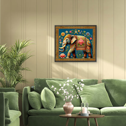 The Guardian of Peace ornate elephant-Luxurious-Wildlife & Animals-3D Textured Wall Art | UV Embossed Canvas Wall Frame for Home decor