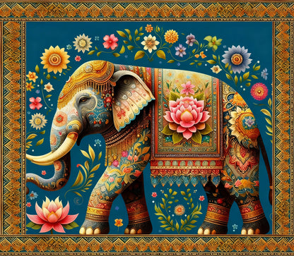 The Guardian of Peace ornate elephant-Luxurious-Wildlife & Animals-3D Textured Wall Art | UV Embossed Canvas Wall Frame for Home decor