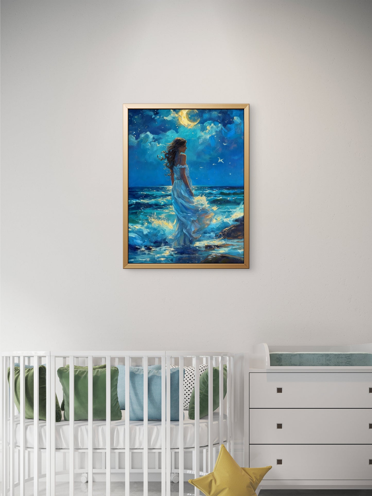 The Moonlit Shoreline-Premium-Kids & Whimsical-3D Textured Wall Art | UV Embossed Canvas Wall Frame for Kids room