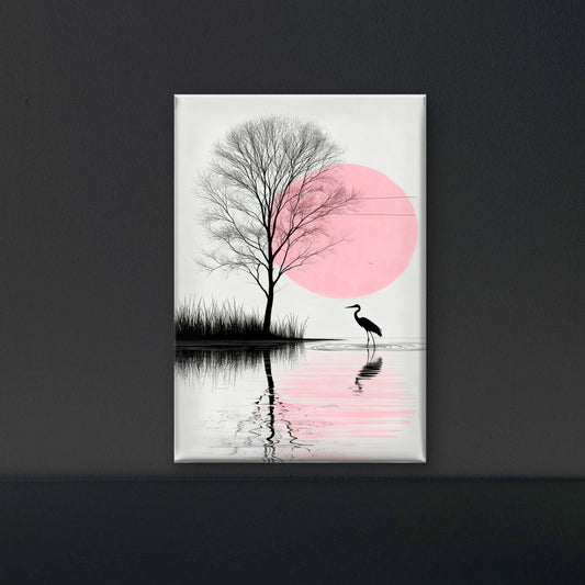 The Pink Moon’s Stillness-Luxurious-Nature and landscape | 3D Textured Wall Art | UV Printed Embossed Canvas Wall Frame for Home Decor,Living Room