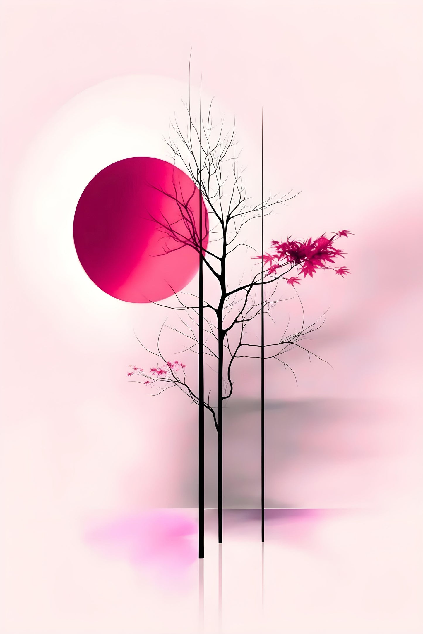 The Pink Sun’s Stillness-Luxurious-Nature and landscape | 3D Textured Wall Art | UV Printed Embossed Canvas Wall Frame for Home Decor,Living Room