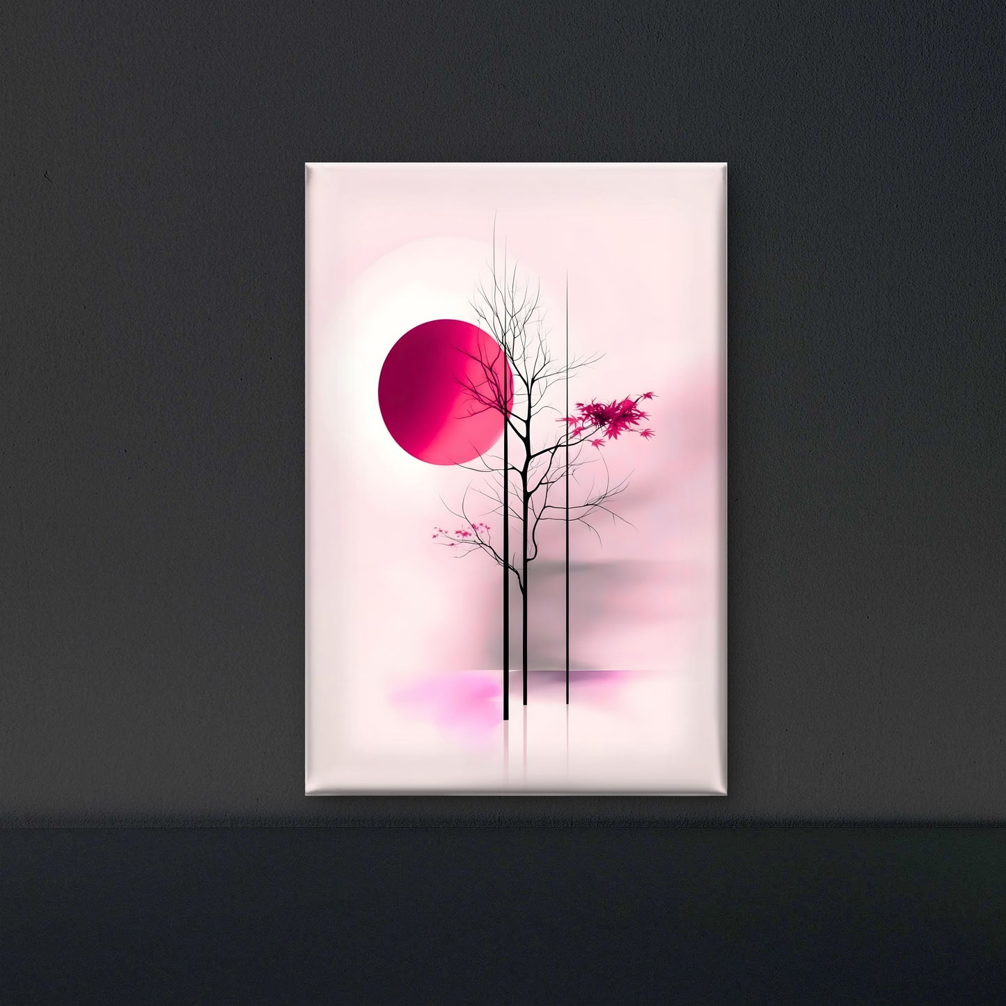 The Pink Sun’s Stillness-Luxurious-Nature and landscape | 3D Textured Wall Art | UV Printed Embossed Canvas Wall Frame for Home Decor,Living Room
