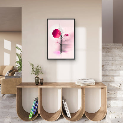 The Pink Sun’s Stillness-Luxurious-Nature and landscape | 3D Textured Wall Art | UV Printed Embossed Canvas Wall Frame for Home Decor,Living Room