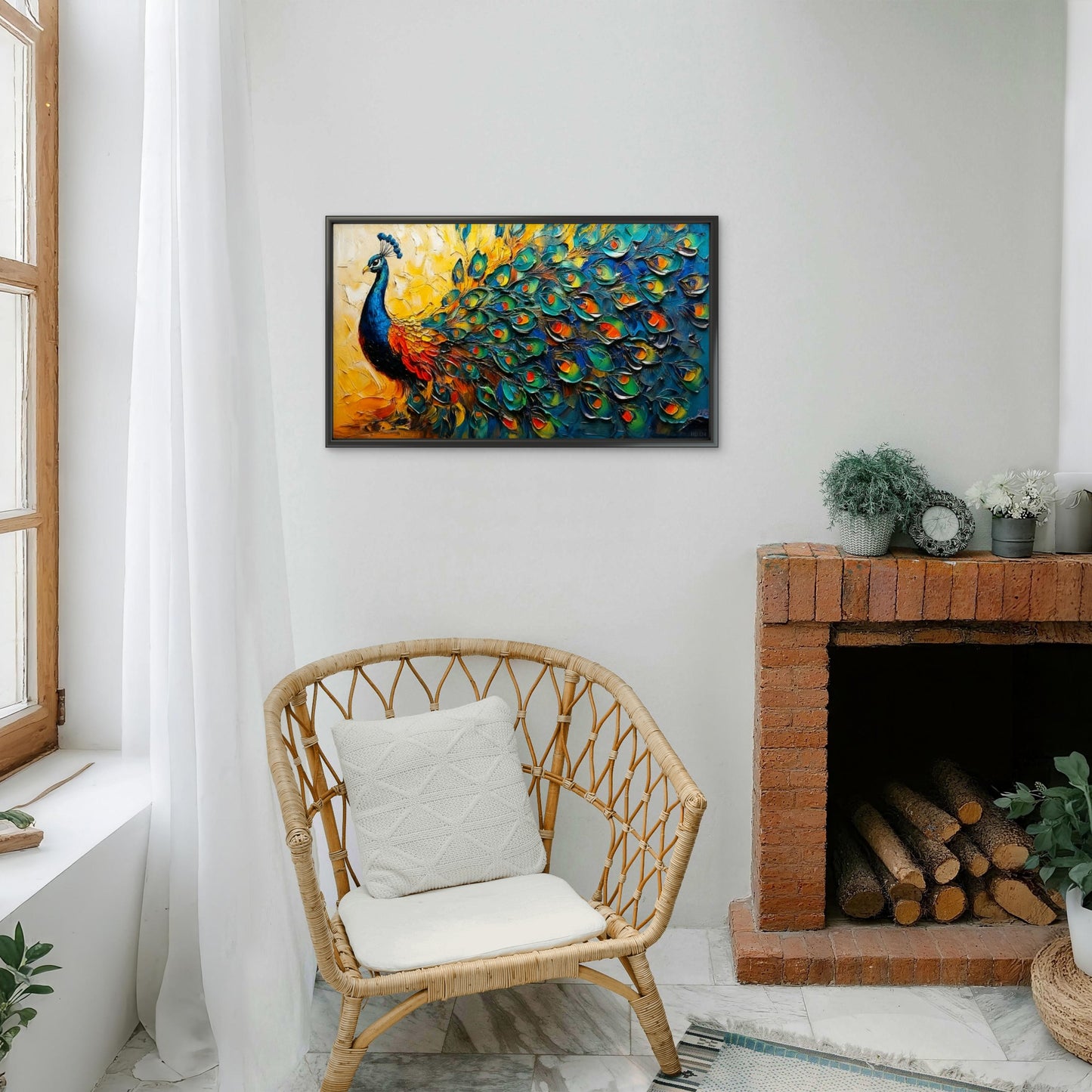 The Radiant Peacock-Luxurious-Wildlife & Animals-3D Textured Wall Art | UV Embossed Canvas Wall Frame for Home decor