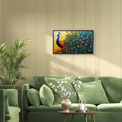 The Radiant Peacock-Luxurious-Wildlife & Animals-3D Textured Wall Art | UV Embossed Canvas Wall Frame for Home decor
