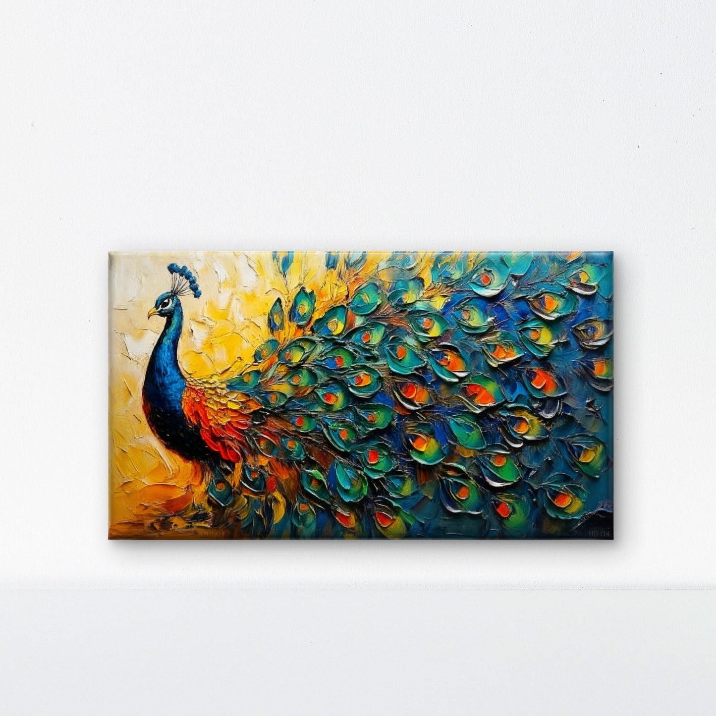 The Radiant Peacock-Luxurious-Wildlife & Animals-3D Textured Wall Art | UV Embossed Canvas Wall Frame for Home decor