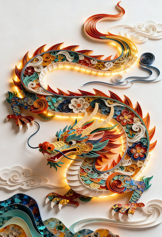 The Radiant Quilled Dragon-Luxurious-Wildlife & Animals-3D Textured Wall Art | UV Embossed Canvas Wall Frame for Home decor