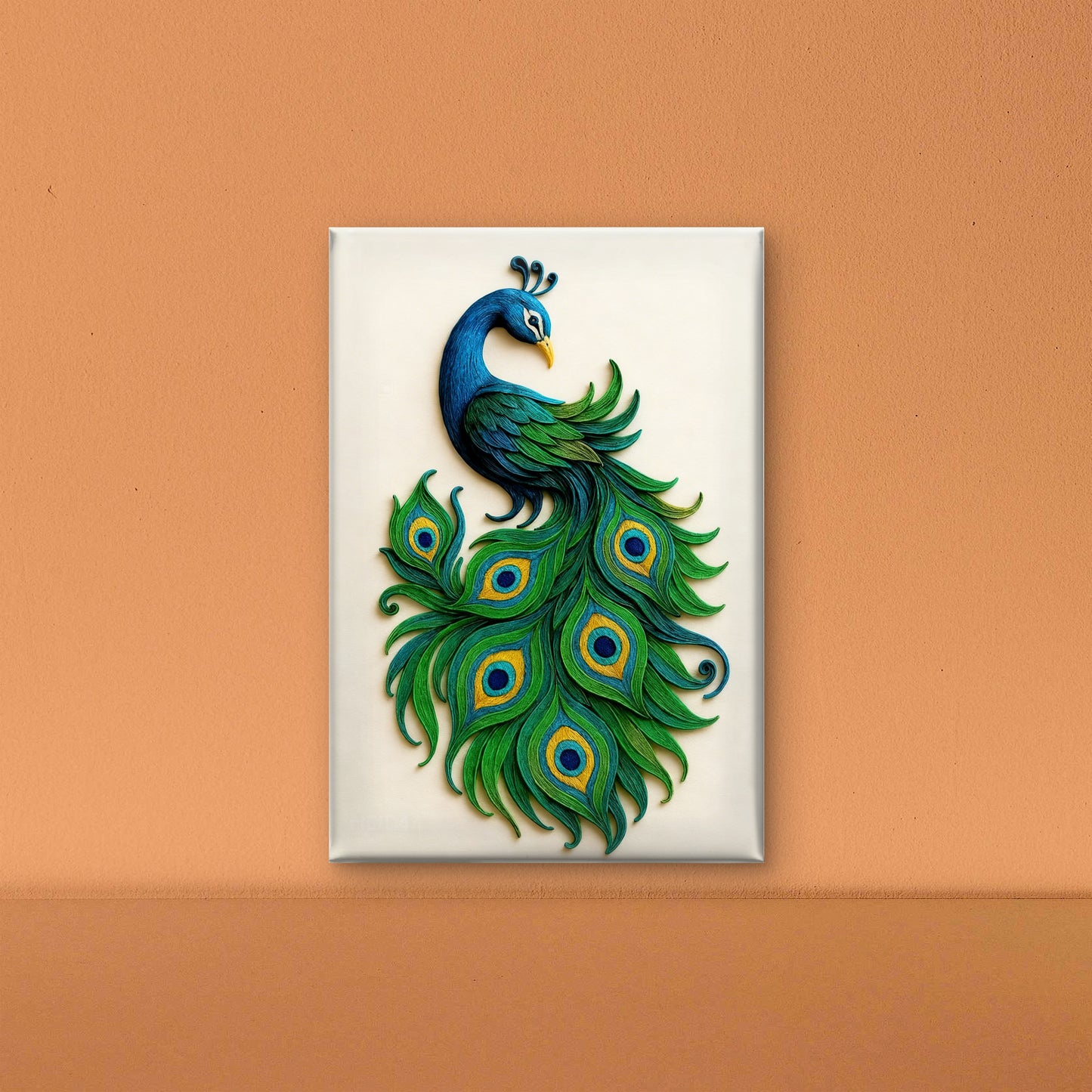 The Radiant Quilled Peacock-Luxurious-Wildlife & Animals-3D Textured Wall Art | UV Embossed Canvas Wall Frame for Home decor