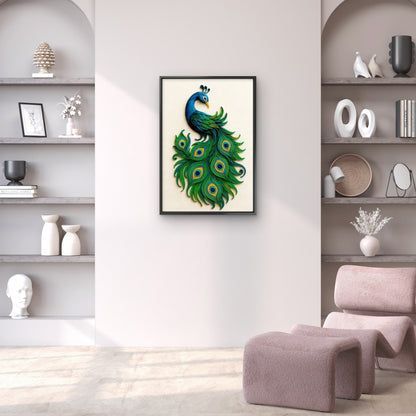 The Radiant Quilled Peacock-Luxurious-Wildlife & Animals-3D Textured Wall Art | UV Embossed Canvas Wall Frame for Home decor