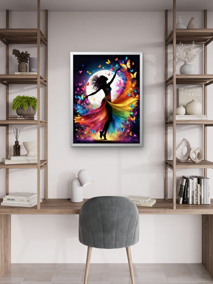 The Rainbow Butterfly Dancer-Luxurious-Lifestyle & Hobbies-3D Textured Wall Art | UV Embossed Canvas Wall Frame for Kids room and Spa
