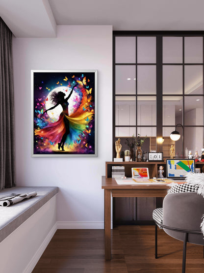The Rainbow Butterfly Dancer-Luxurious-Lifestyle & Hobbies-3D Textured Wall Art | UV Embossed Canvas Wall Frame for Kids room and Spa