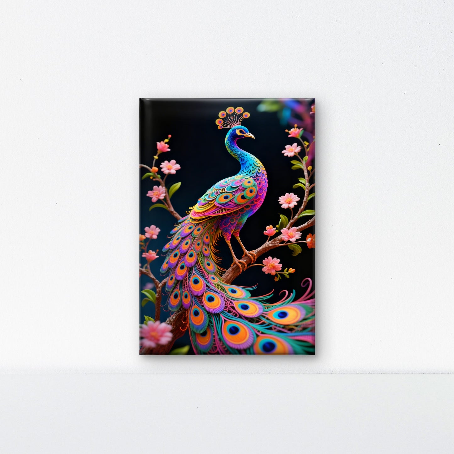 The Rainbow Quilled Peacock-Luxurious-Wildlife & Animals-3D Textured Wall Art | UV Embossed Canvas Wall Frame for Home decor