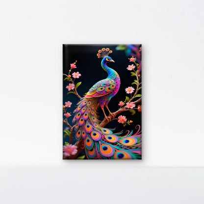 The Rainbow Quilled Peacock-Luxurious-Wildlife & Animals-3D Textured Wall Art | UV Embossed Canvas Wall Frame for Home decor