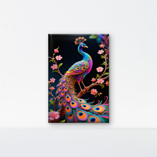 The Rainbow Quilled Peacock-Luxurious-Wildlife & Animals-3D Textured Wall Art | UV Embossed Canvas Wall Frame for Home decor