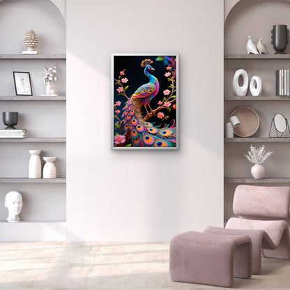 The Rainbow Quilled Peacock-Luxurious-Wildlife & Animals-3D Textured Wall Art | UV Embossed Canvas Wall Frame for Home decor