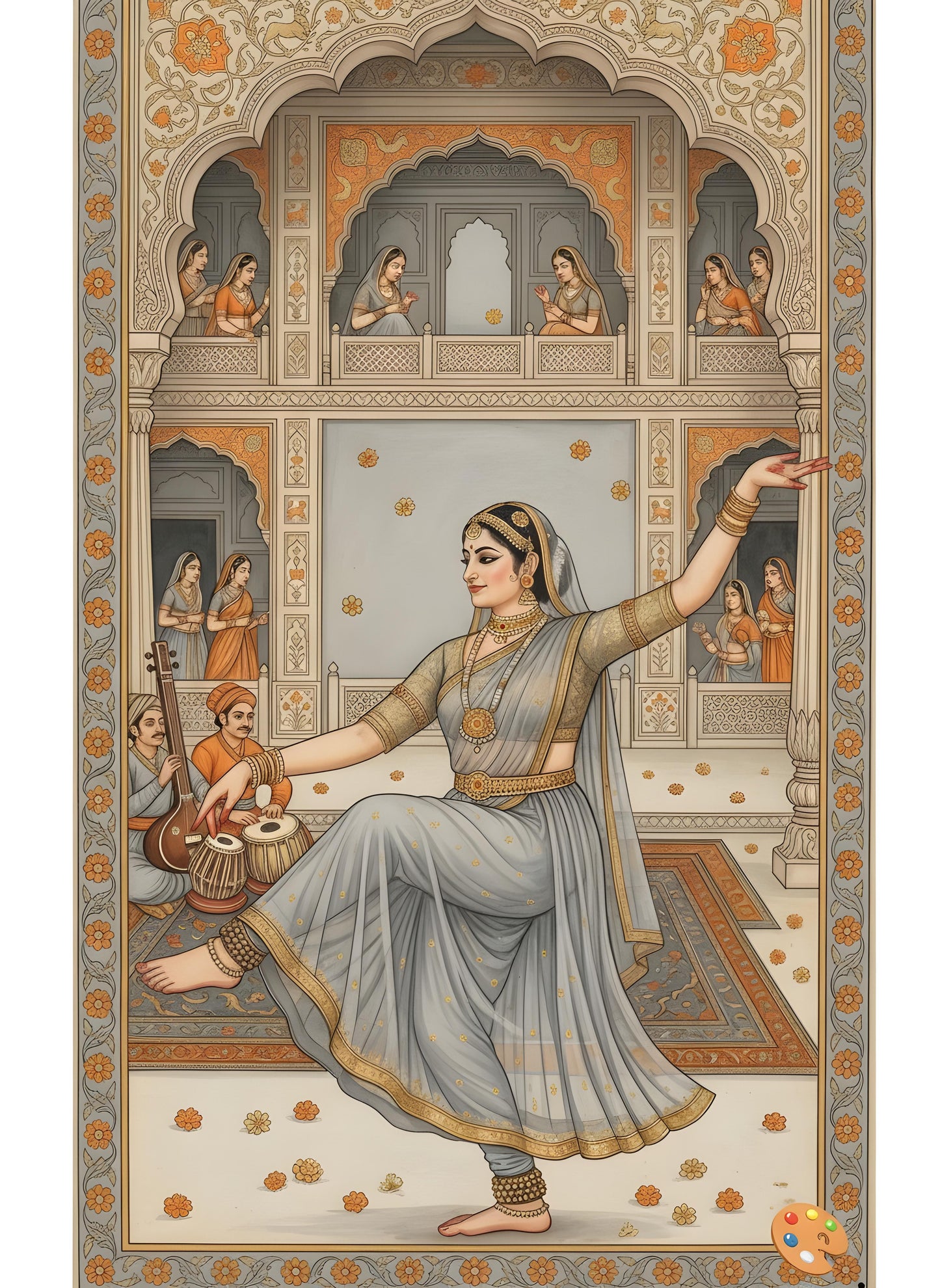 The Royal Kathak-Luxurious-Indian Culture &  Folk Art 3D Textured Wall Art | UV Printed Embossed Canvas Wall Frame for Home Decor,living Room