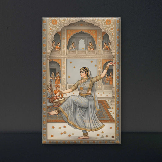 The Royal Kathak-Luxurious-Indian Culture &  Folk Art 3D Textured Wall Art | UV Printed Embossed Canvas Wall Frame for Home Decor,living Room