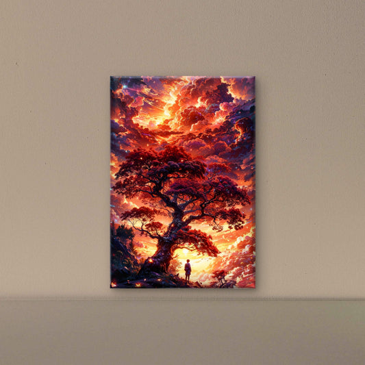 The Sentinel of the Burning Sky-Premium-Cosmic & Fantasy-3D Textured Wall Art | UV Embossed Canvas Wall Frame for Kids room and bed room
