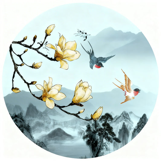 The Swallows-Luxurious | 3D Textured Wall Art | UV Printed Embossed Canvas Wall Frame for living room,home decor