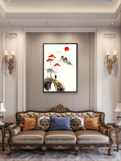 The Traveler at the Stone Arch-Luxurious-Nature and landscape | 3D Textured Wall Art | UV Printed Embossed Canvas Wall Frame for Home Decor,Living Room