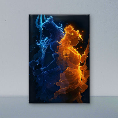 The Union of Shiva and Shakti-Luxurious-Spiritual & Mindful 3D Textured Wall Art | UV Printed Embossed Canvas Wall Frame for Prayer room ,Meditation Space