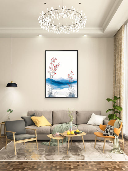 The Winter Berry Path-Luxurious-Nature and landscape | 3D Textured Wall Art | UV Printed Embossed Canvas Wall Frame for Home Decor,Living Room