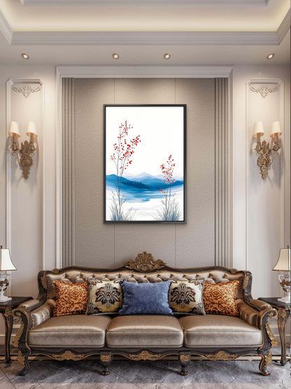The Winter Berry Path-Luxurious-Nature and landscape | 3D Textured Wall Art | UV Printed Embossed Canvas Wall Frame for Home Decor,Living Room