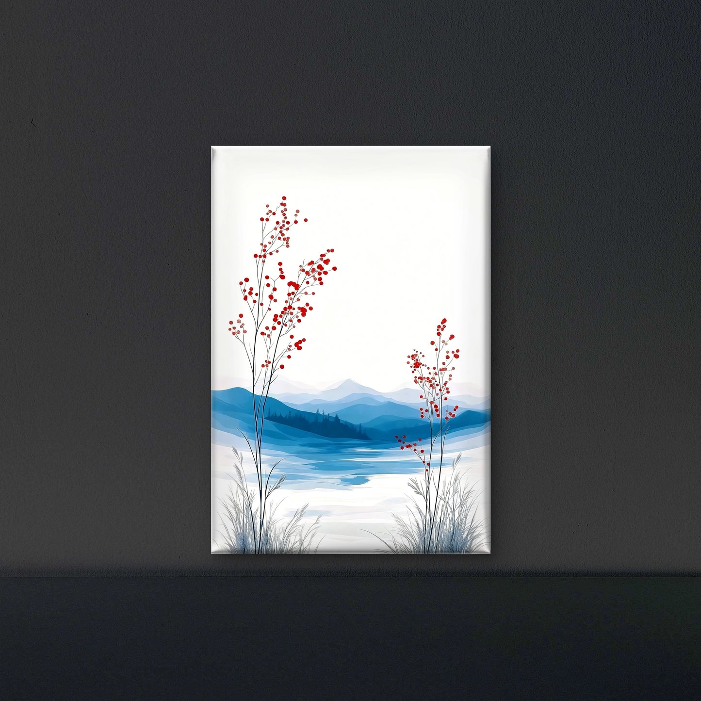 The Winter Berry Path-Luxurious-Nature and landscape | 3D Textured Wall Art | UV Printed Embossed Canvas Wall Frame for Home Decor,Living Room