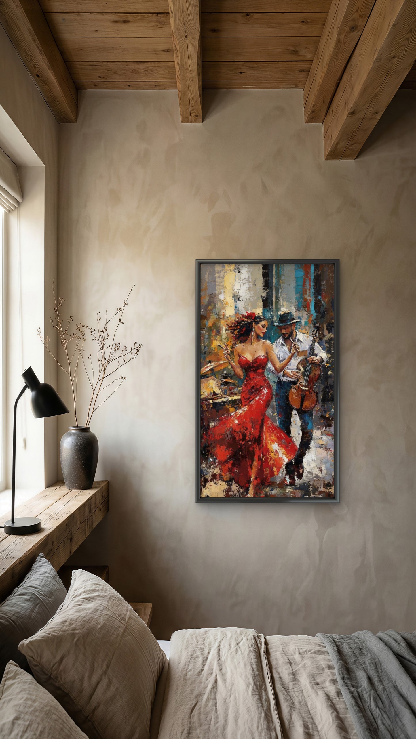 The_Cellists_Muse_Couple-Luxurious-Love & Togetherness-3D Textured Wall Art | UV Embossed Canvas Wall Frame for bed room