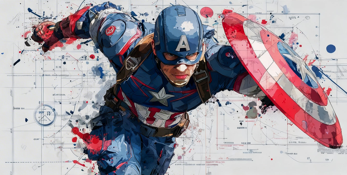 This dynamic piece of Captain America-Luxury-Kids & Whimsical-3D Textured Wall Art | UV Embossed Canvas Wall Frame for Kids room