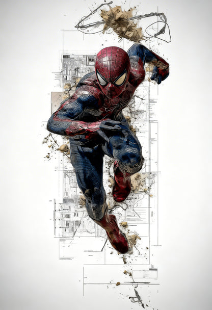 This dynamic piece of Spider-Man-Premium-Kids & Whimsical-3D Textured Wall Art | UV Embossed Canvas Wall Frame for Kids room