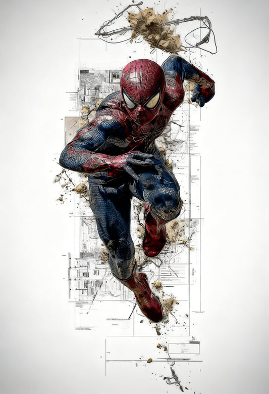 This dynamic piece of Spider-Man-Premium-Kids & Whimsical-3D Textured Wall Art | UV Embossed Canvas Wall Frame for Kids room