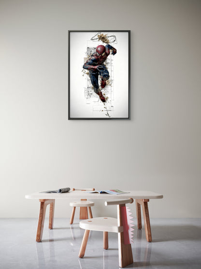 This dynamic piece of Spider-Man-Premium-Kids & Whimsical-3D Textured Wall Art | UV Embossed Canvas Wall Frame for Kids room