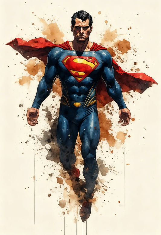 This powerful, abstract-style portrait of Wonderman-Premium-Kids & Whimsical-3D Textured Wall Art | UV Embossed Canvas Wall Frame for Kids room