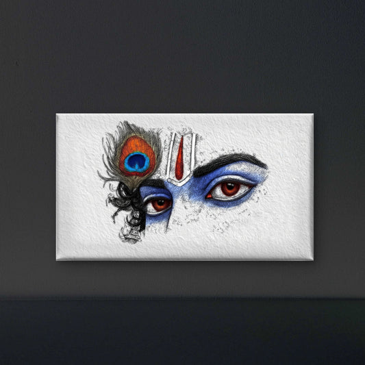 Lord Krishna digital eye art-Luxurious-Spiritual & Mindful 3D Textured Wall Art | UV Printed Embossed Canvas Wall Frame for Prayer room ,Meditation Space