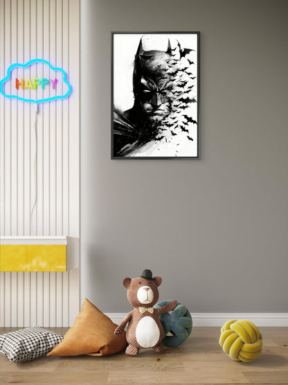 Batman captures a powerful moment of transformation-Premium-Kids & Whimsical-3D Textured Wall Art | UV Embossed Canvas Wall Frame for Kids room