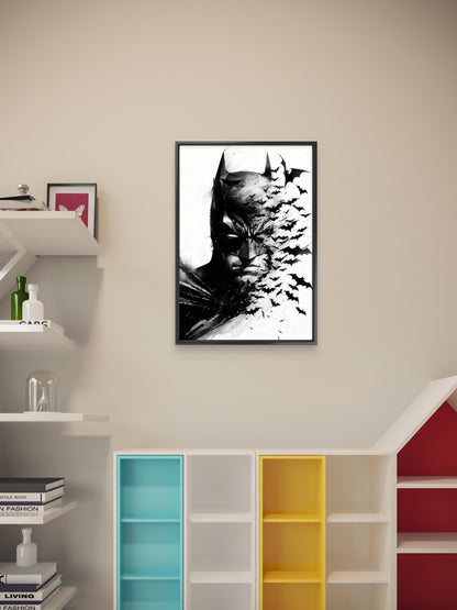 Batman captures a powerful moment of transformation-Premium-Kids & Whimsical-3D Textured Wall Art | UV Embossed Canvas Wall Frame for Kids room