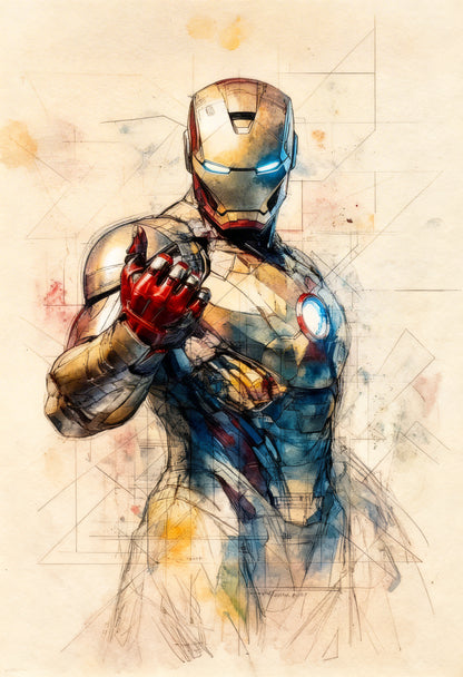 This visually striking artwork of Iron Man-Luxury-Kids & Whimsical-3D Textured Wall Art | UV Embossed Canvas Wall Frame for Kids room