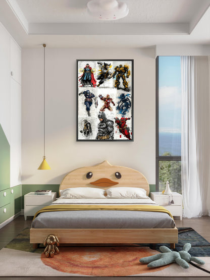 This visually striking artwork of Iron Man-Luxury-Kids & Whimsical-3D Textured Wall Art | UV Embossed Canvas Wall Frame for Kids room