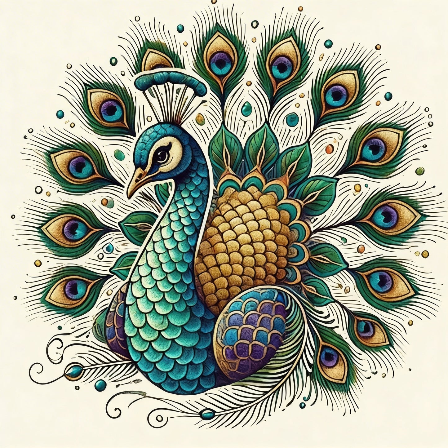 Traditional Indian Peacock-Luxurious-Wildlife & Animals-3D Textured Wall Art | UV Embossed Canvas Wall Frame for Home decor