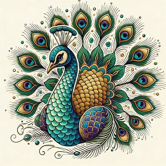 Traditional Indian Peacock-Luxurious-Wildlife & Animals-3D Textured Wall Art | UV Embossed Canvas Wall Frame for Home decor