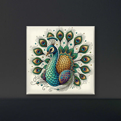 Traditional Indian Peacock-Luxurious-Wildlife & Animals-3D Textured Wall Art | UV Embossed Canvas Wall Frame for Home decor