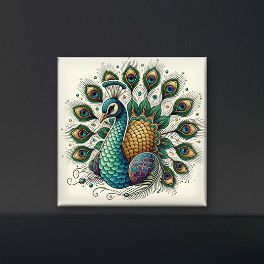 Traditional Indian Peacock-Luxurious-Wildlife & Animals-3D Textured Wall Art | UV Embossed Canvas Wall Frame for Home decor