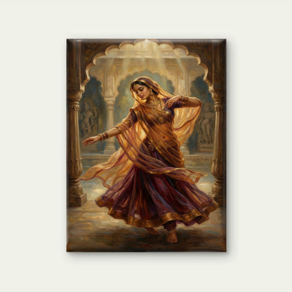 Traditional Kathak Dancer-Luxurious-Indian Culture &  Folk Art 3D Textured Wall Art | UV Printed Embossed Canvas Wall Frame for Home Decor,living Room