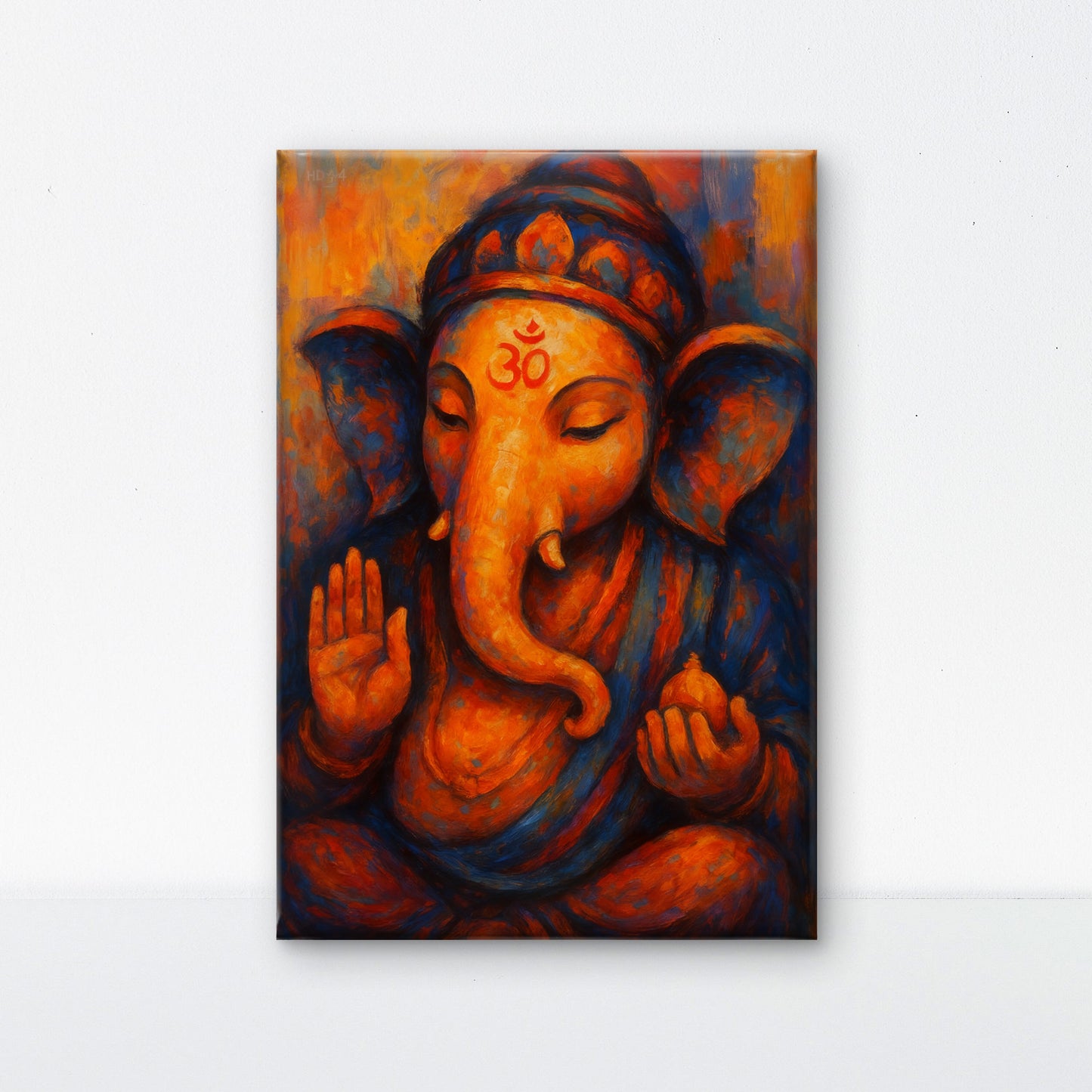 Vibrant Lord Ganesha-Luxurious-Spiritual & Mindful 3D Textured Wall Art | UV Printed Embossed Canvas Wall Frame for Prayer room ,Meditation Space