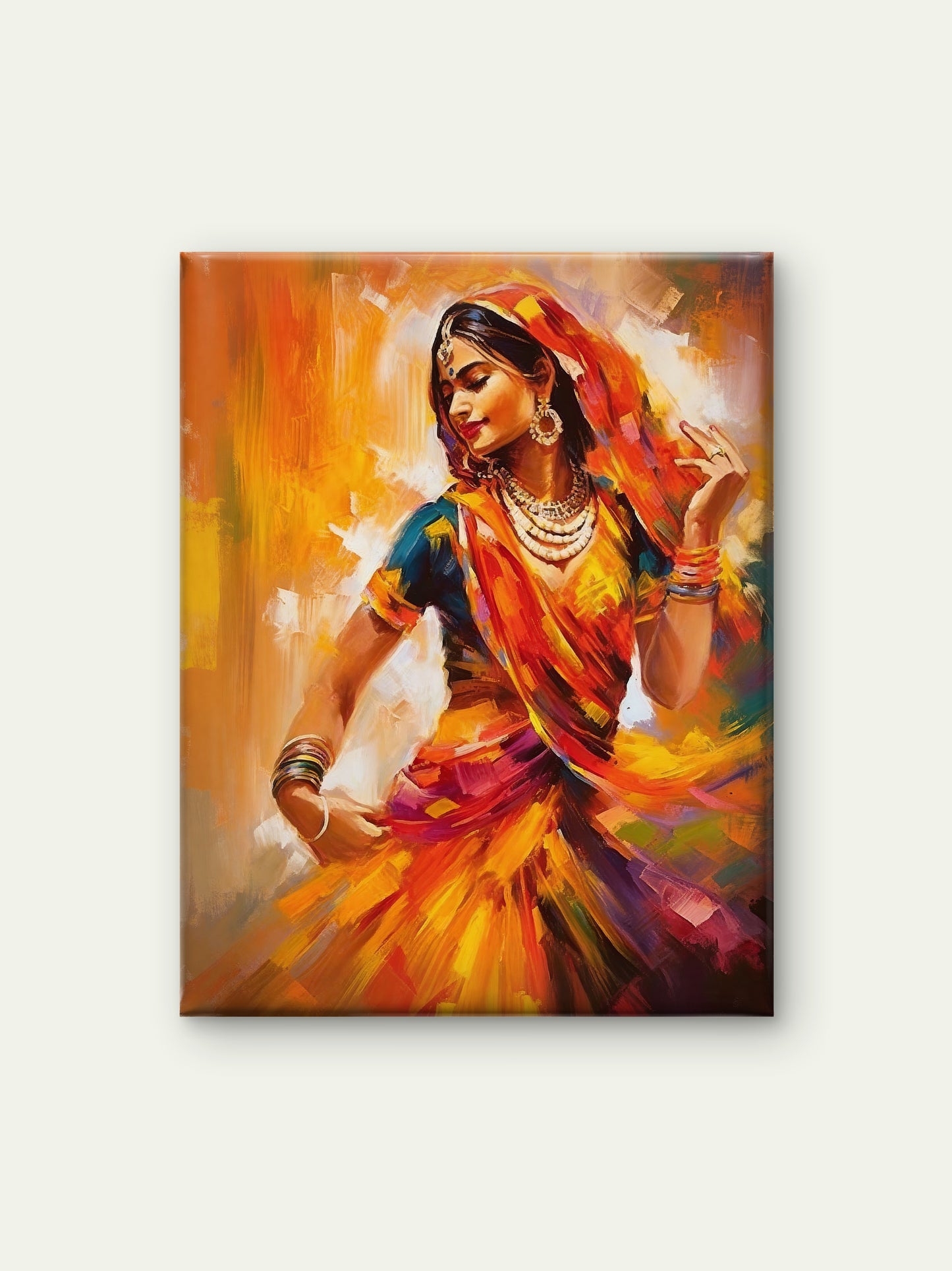 Vibrant_Impressionist_Woman-Luxurious-Indian Culture &  Folk Art 3D Textured Wall Art | UV Printed Embossed Canvas Wall Frame for Home Decor,living Room