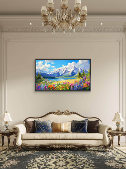 Vibrant_alpine_spring_landscape Luxurious-Nature & Landscapes-3D Textured Wall Art | UV Embossed Canvas Wall Frame for Home decor